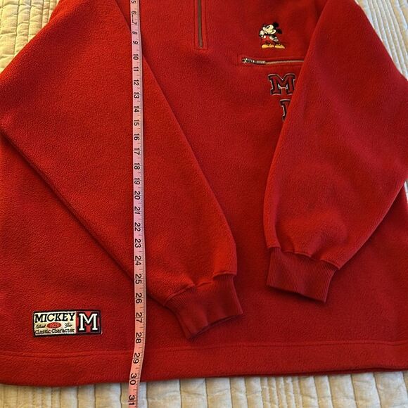 DISNEY VTG Men’s 1/4 Quarter Zip Mickey Mouse Spellout Fleece Jacket Size L - Picture 8 of 10